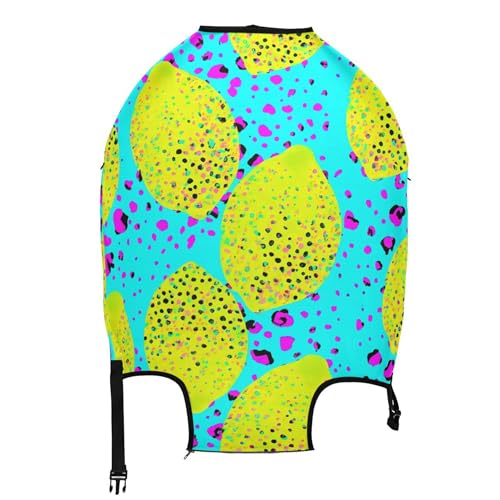 Joisal Suitcase Cover Cute Luggage Protector Personalized Suit Case Travel Luggage Sleeve for Women Vibrant Yellow Lemons Blue, S, Fits 18-20 Inch Case2
