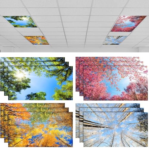 Image of Hortsun 12 Pcs Classroom Fluorescent Light Covers Bulk, Seasons Forest