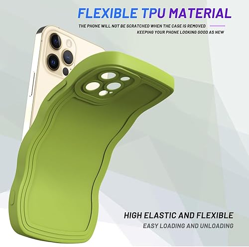 Miniatura 4 de Funda para iPhone 12 Pro, diseño de marco ondulado rizado, TPU suave y flexible, bonita funda ondulada de color sólido para teléfono con diseño de