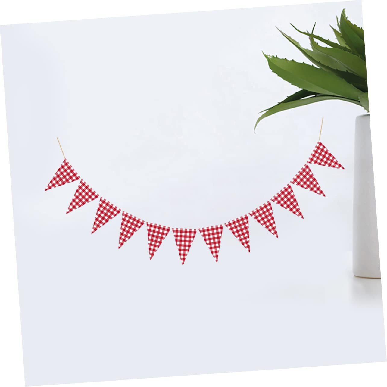 PRETYZOOM 3 Piezas banderín de tela decoración de boda tirar de la de banderín en pancarta a cuadros de la enrejado el anuncio accesorios
