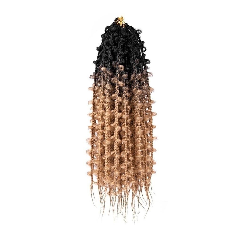 Koński ogon 24-calowe syntetyczne warkoczyki typu box braids, 6 sztuk, gotowe do splatania, szydełkowane(Natural Black+Dark Blonde)
