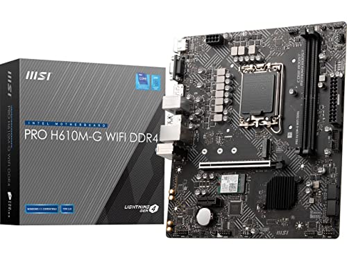 Image of MSI PRO H610M-G WiFi DDR4 ProSeries Motherboard (12th /13th /14th Gen Intel Core, LGA 1700 Socket, DDR4, PCIe 4, 2.5G LAN, SATA 6Gb /s, M.2 Slots, USB 3.2, Wi-Fi 5, Bluetooth 4.2, mATX)