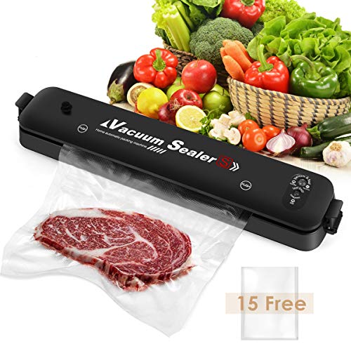Vacuum Sealer, 2020 Upgraded Automatic Food Sealer Machine with 15 Sealing Bags Food Vacuum Air Sealing System for Food Preservation Storage Saver