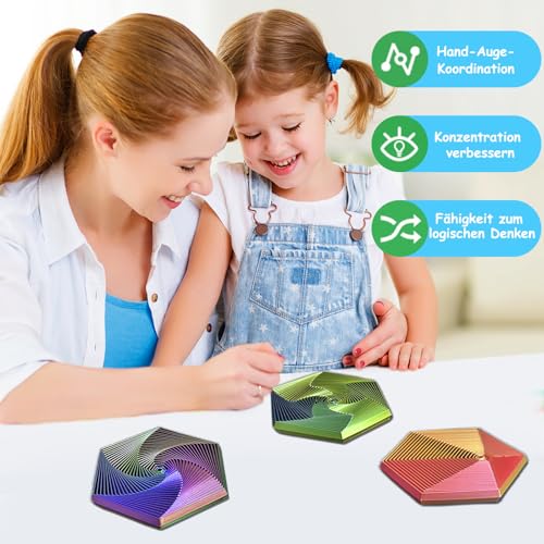 Echehi Gradient Fractal Fidget Hexagons für Kinder und Erwachsene, 3D Spiral Design zur Linderung von Angstzuständen, Antistress Spielzeug. Farbverlauf Grün