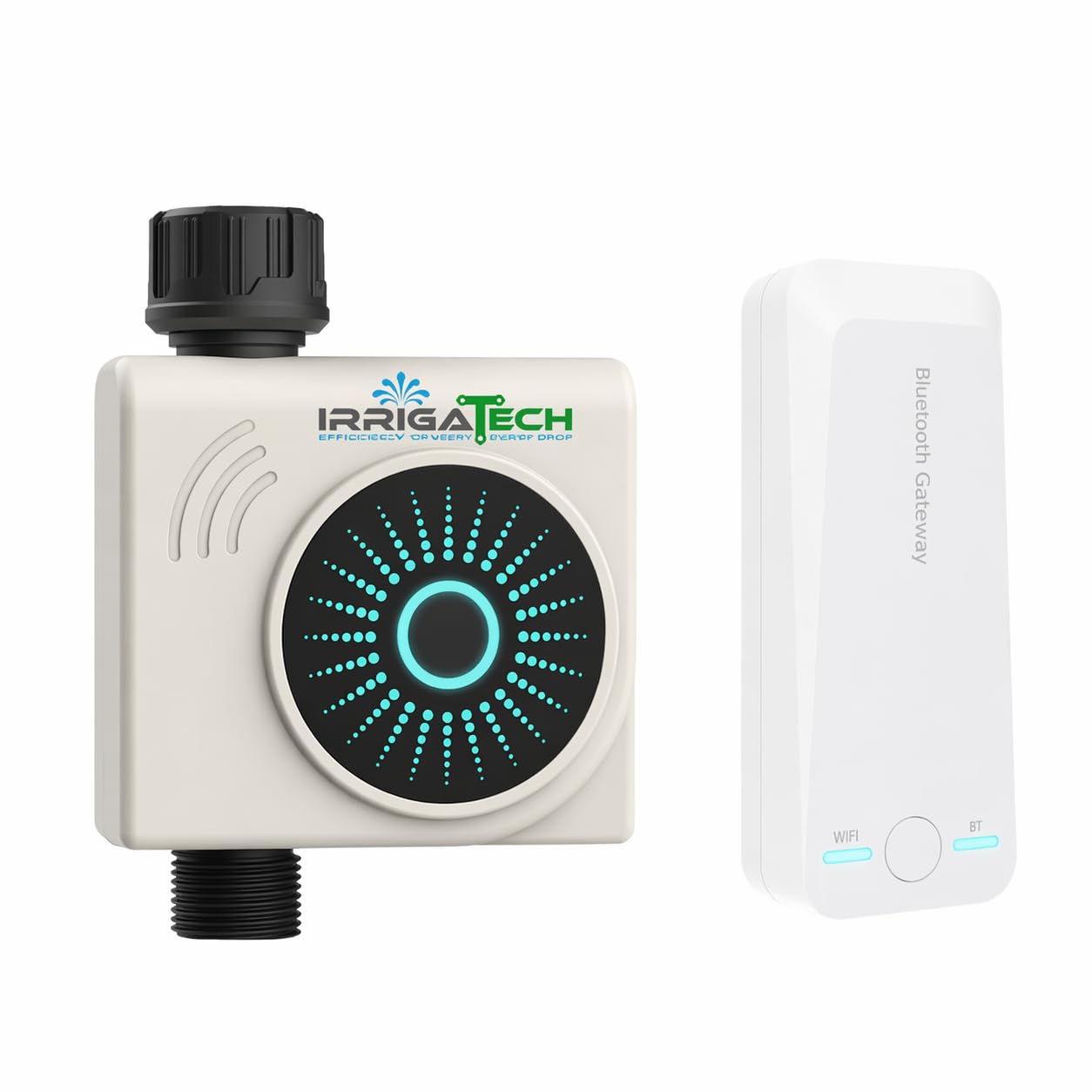 Timer di irrigazione intelligente WiFi e Bluetooth con Gateway, 1 zona, programmatore automatico per rubinetto, controllo app, compatibile Alexa e Google, Rain Delay.