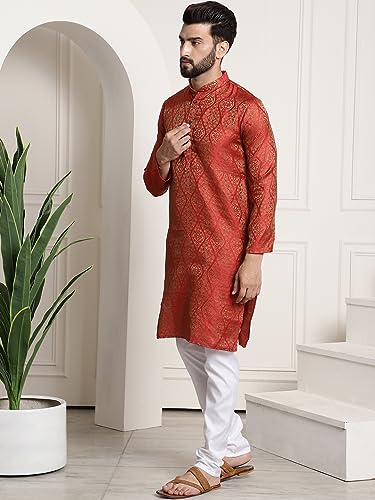 Image of SOJANYA (Since 1958 Men's Silk Blend self Design Kurta and Churidar Pyjama Set