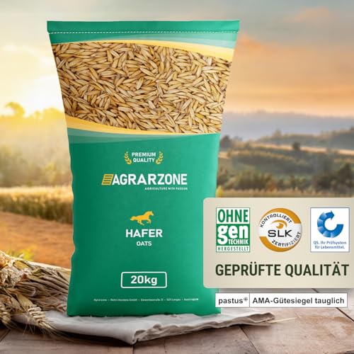 Agrarzone Hafer Pferd gereinigt 20 kg - Österreichischer Hafer für Pferde mit AMA-Gütesiegel - 100% Gentechnikfreier Futterhafer Pferdefutter