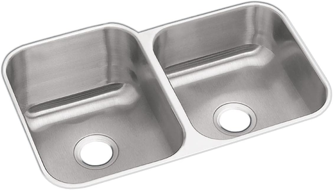 Elkay DXUH312010R Dayton Offset Double Bowl Undermount Stainless Steel Sink