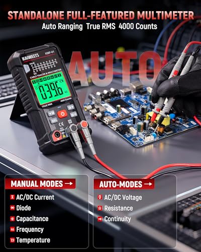 KAIWEETS 3-in-1 Digital Multimeter, NCV Detector & RJ45/RJ11 Cable Tester Kit - image 2