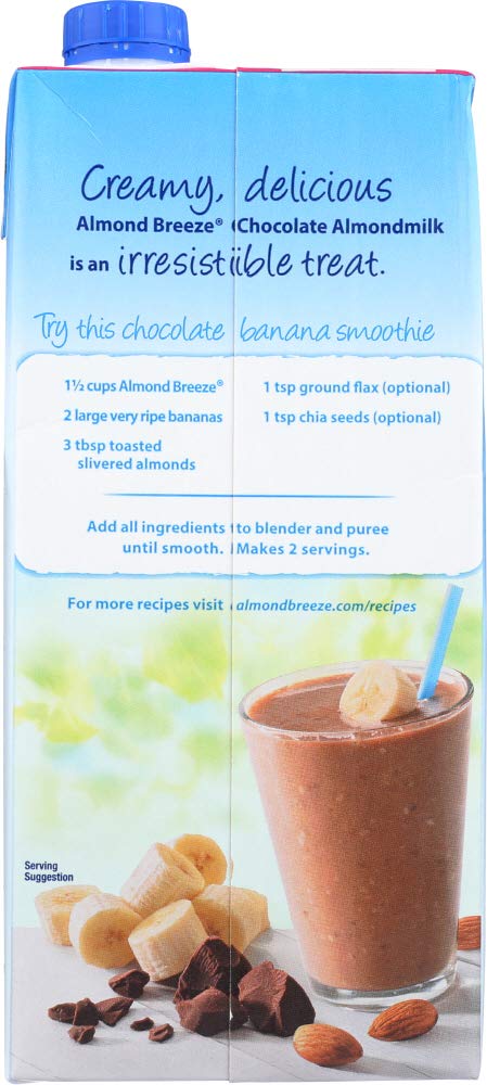 Blue Diamond Almond Breeze Unsweetened Almond Milk, Chocolate 32 fl oz (Pack of 6)