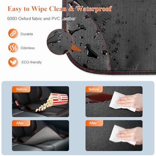 Image of Car Seat Protector for Child Car Seat, Waterproof Durable 600D Fabric Car Seat Cover with Thickest Padding, Seat Protector Under Baby Car Seat with Non-Slip Backing Mesh Pockets, Thicker Black, 2PCS