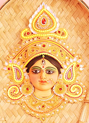 Bengal Handicrafts & Handlooms Navadurga, durga, shera wali , mataji murti on 14X12 Inch Bamboo Kulo Decorative Wall Hanging (Orange) Bengal Handicrafts & Handlooms Navadurga, durga, shera wali , mataji murti on 14X12 Inch Bamboo Kulo Decorative Wall Hanging (Orange)