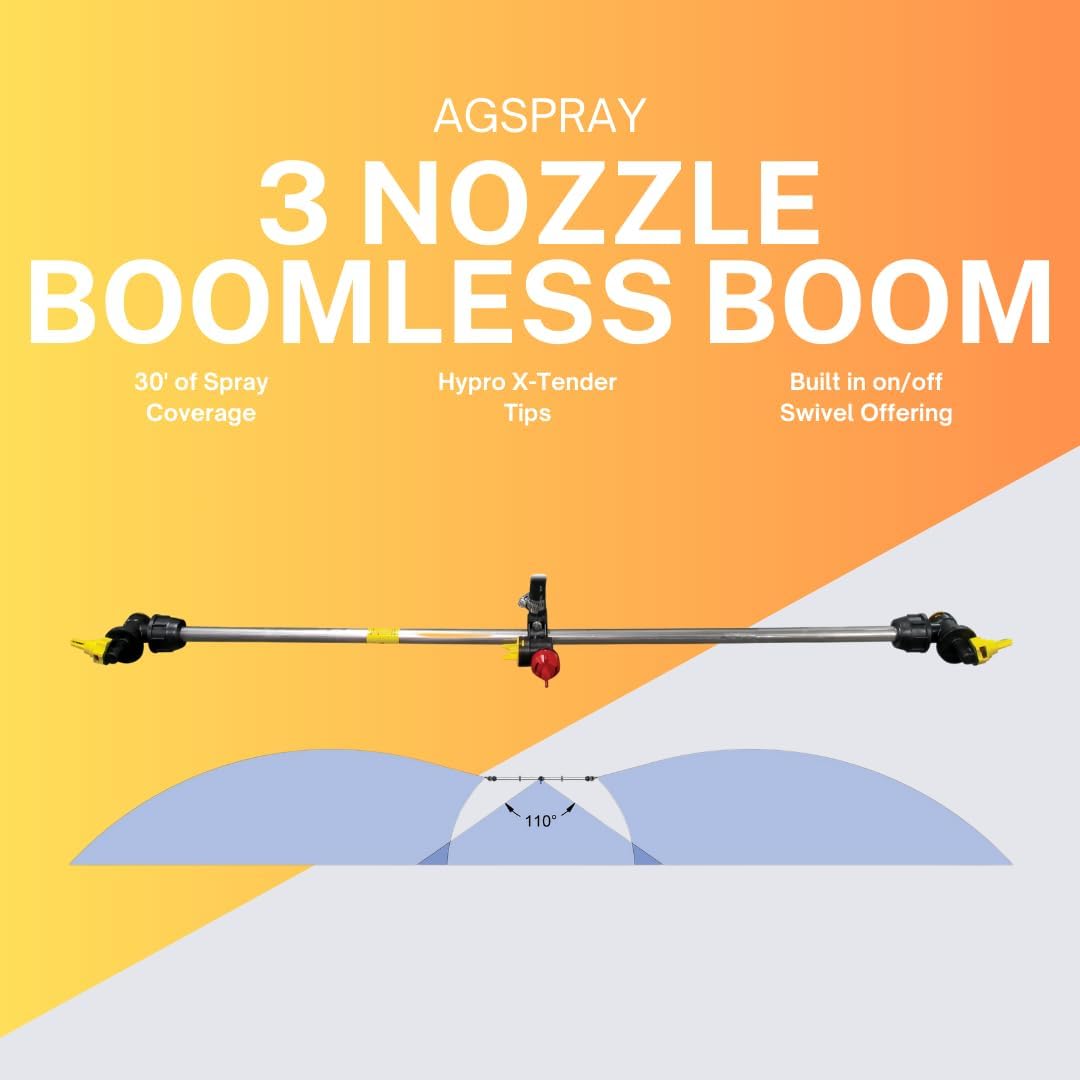 45 Gallon UTV Sprayer | 3-Nozzle Boomless Broadcast Sprayer (30ft Coverage) | 4.0 GPM High-Flo 12V Pump & Deluxe Spot Spray Gun for Food Plots, Pastures & Fence Lines