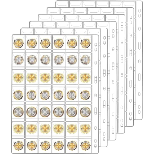 Xujinsongg Coin Collection Pages For Collectors, 6 Sheets Coin Pages, Coin Sleeves Holder Book, 9-Holes Coin Album Collecting Binder For Silver Dollar Bill Stamp cover