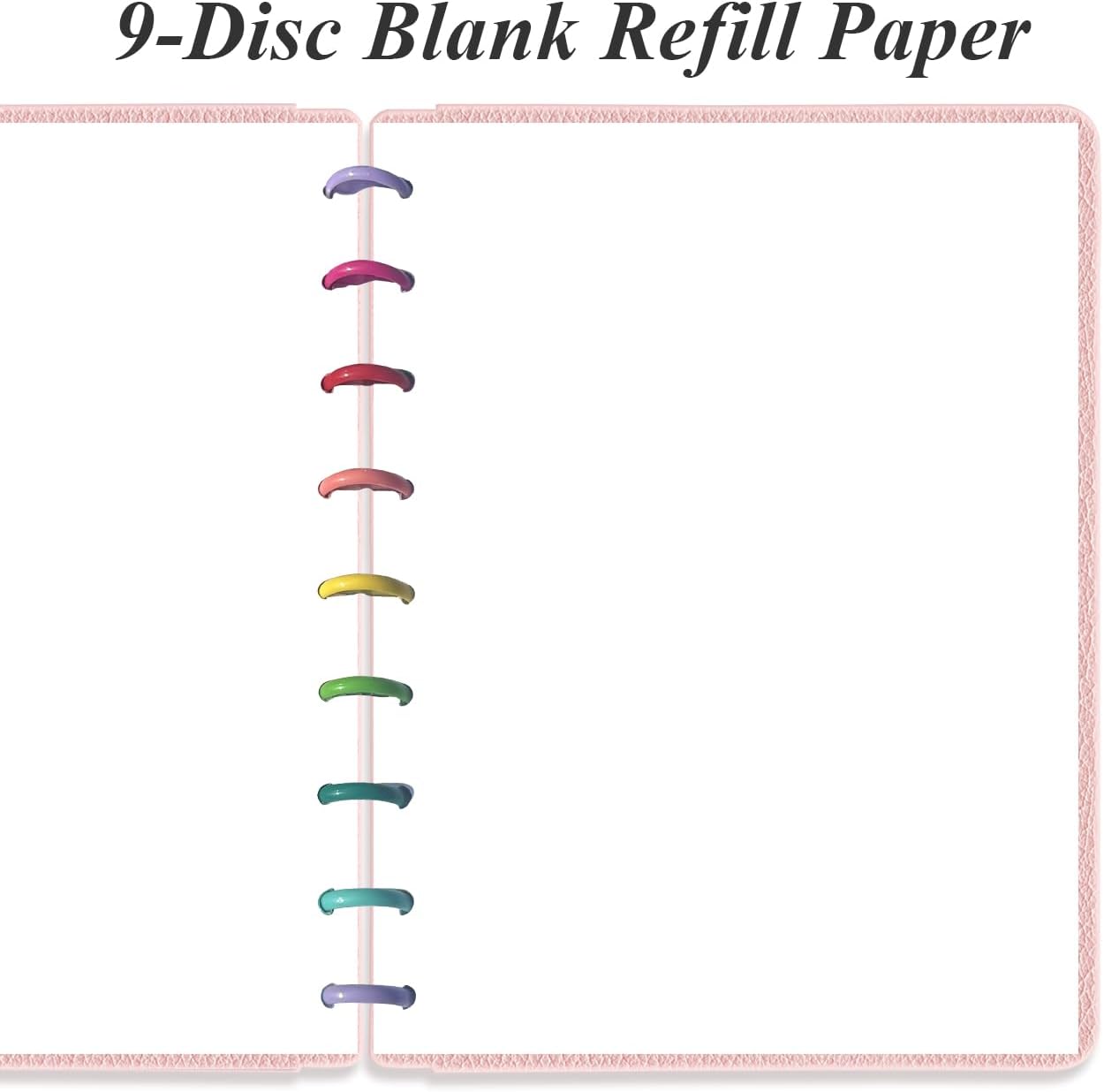 9-Disc Discbound Blank Refill Paper, Classic Size Discbound Pre-punched Happy Planners Insert, 100Sheets/200Pages Loose-Leaf Blank Paper, 100gsm White Paper, 7" x 9.25" image 2