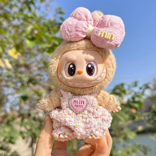 Image of GAH Mini Plush Doll Clothes with Bowknot Headdress, Model GAH53133406, Multi-Color, Cloth Material, 42g, No Assembly Required