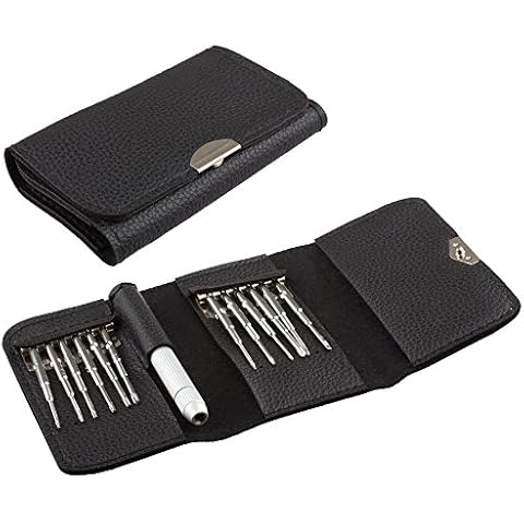 Lilware Universal 12 in 1 Magnetic Wallet Screwdriver Kit for Electronic Devices.Black Cover