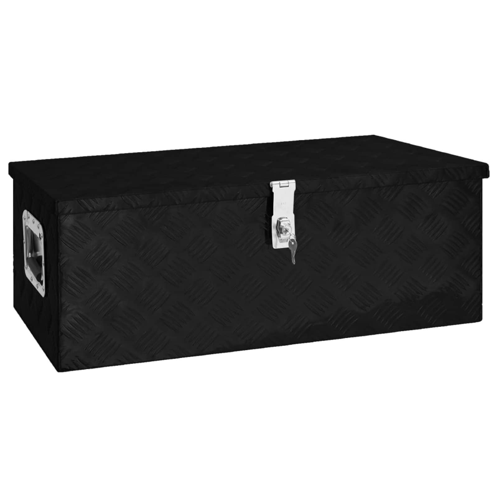Homgoday Domowe czarne pudełko do przechowywania 80 x 39 x 30 cm Aluminiowe skrzynie i kufry zewnętrzne, pojemnik na narzędzia ogrodowe, stojak na narzędzia ogrodowe, pufa zewnętrzna, skrzynia
