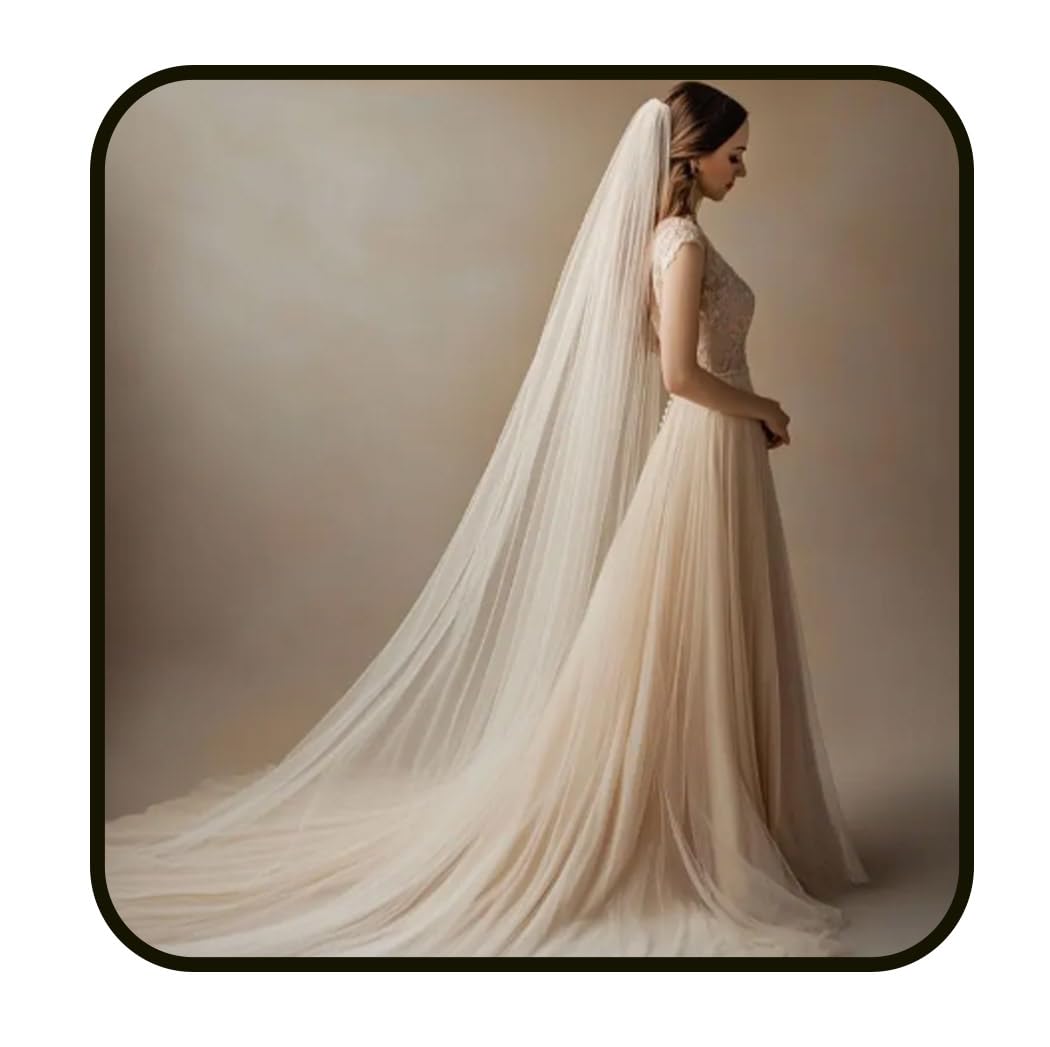 Ursumy Wedding 2T Veil Long Cathedral Veils Soft Tulle Bridal Veil