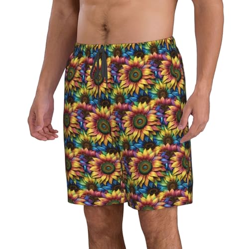 Rainbow Sunflower Print Stylish Beach Shorts Swim Trunks Lightweight Breathable Summer Outdoor Activities2