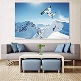 リビングルームの装飾壁画キャンバスプリントスキースポーツ絵画スノーボードポスタースノーマウンテン写真70x100cmx1pcsフレームレス