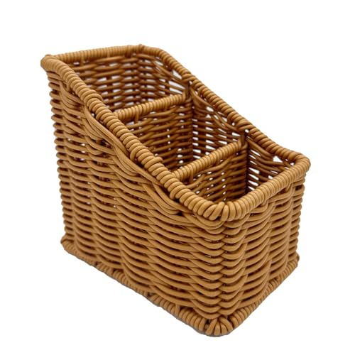 Handwoven Wicker Remote Control Holder,Rustic Rattan TV Remote Caddy Storage Box for Table, Farmhouse Desk Organizer Office Supplies,Makeup Brush Holder,Utensil Caddy (Golden Oak, Small - 3 Comp.) - Cosy Home Interiors Handwoven Wicker Remote Control Holder,Rustic Rattan TV Remote Caddy Storage Box for Table, Farmhouse Desk Organizer Office Supplies,Makeup Brush Holder,Utensil Caddy (Golden Oak, Small - 3 Comp.)