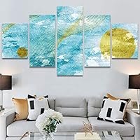 SIGNWIN 5 Panel Canvas Wall Art Modern Art Contemporary Digital Art Dramatic Geometric Multicolor Patterns for Home Decorations Ready to Hang - 60