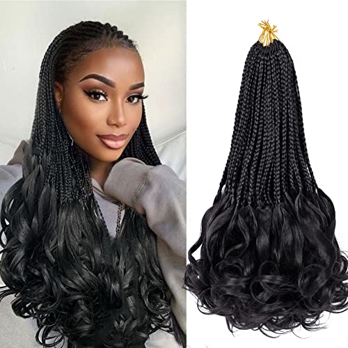 French Curl Crochet Braids For Women 12 Inch Crochet Braids With Curly Ends Goddess Box Braids Crochet Hair Pre Looped Boho Hair Extensions (Black, 7 Packs) #TOP7
