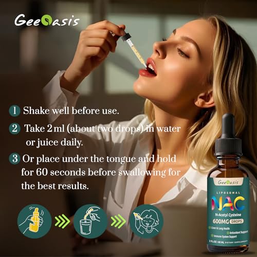 Image of Liposomal Liquid NAC Supplement N-Acetyl Cysteine Drops, N Acetyl Cysteine 600 mg with Quercetin & Zinc for Adults & Kids, Liver & Lung Support, Antioxidant, Immune & Skin Health, 2 Fl Oz