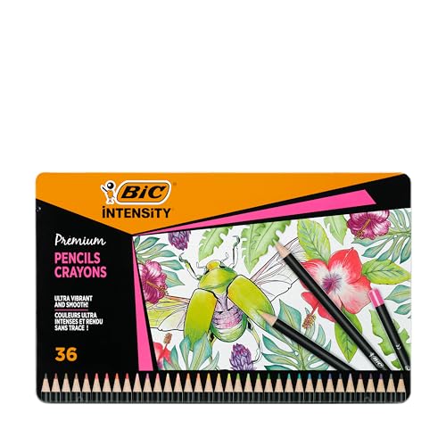 BIC Intensity Premium Woodcase 36 Colouring Pencils for adults, Multicolor, 1 count (Pack of 36) - Image 2