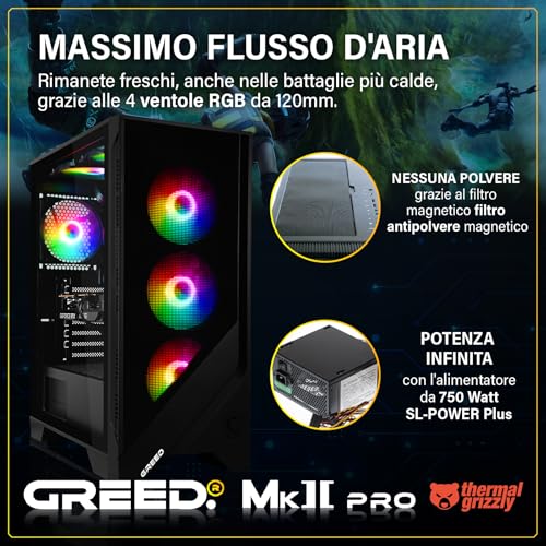 ® Mk2 Pro - 4K High End Gaming PC – Intel Core i7 12700F + RTX 5070 – computer RGB veloce + desktop raytracing da 4,9 GHz – 32 GB DDR4 RAM – Raffreddamento ad acqua -1TB SSD – WLAN + Win11 Pro - PC Desktop - Immagine 3