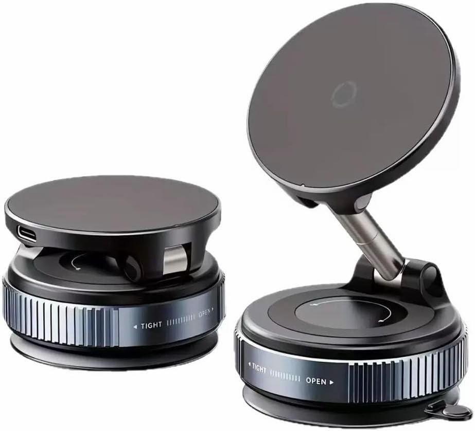 Magnetic Car Mount Charger,15W Fast Charging Magnetic Wireless Car Charger with 360° Rotatable Suction Cup, Magnetic Phone Holders for Your Car for iPhone & Android