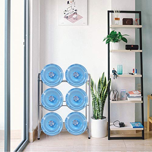 5 Gallon Water Cooler Jug Rack,3-Tier Water Bottle Holder for 6 Bottles,Heavy Duty Water Jug Storage Shelf of Carbon Steel,Detachable Water Jug Organizer Floor Protection for Restaurant, Office,Home