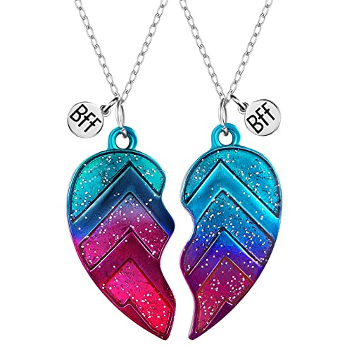 2 Pieces Half Heart Bff Necklace Friendship Necklace for Friend Birthday Party