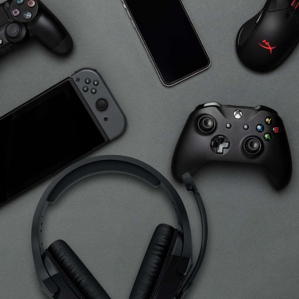 HyperX Cloud Stinger Gaming-Headset mit Kabel, DTS Headphone, Spatial Audio, 53-mm-Treiber, Memory Foam, 7.1 Surround-Sound, Flip-to-Mute-Mikrofon, USB- und 3,5-mm-Anschluss, Schwarz
