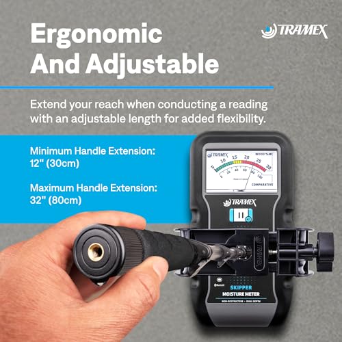 Image of Tramex Extension Handle & Clamp for the 5-Series Moisture Encounters | Use with Our MEX5, ME5, CMEX5, CME5 & Skipper 5 Wood, Drywall, Concrete & Marine Meters Only | Adjustable Tool for Measurement