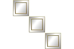 Double Square Shaped Set of 3 Mirror Boho Wall Decor