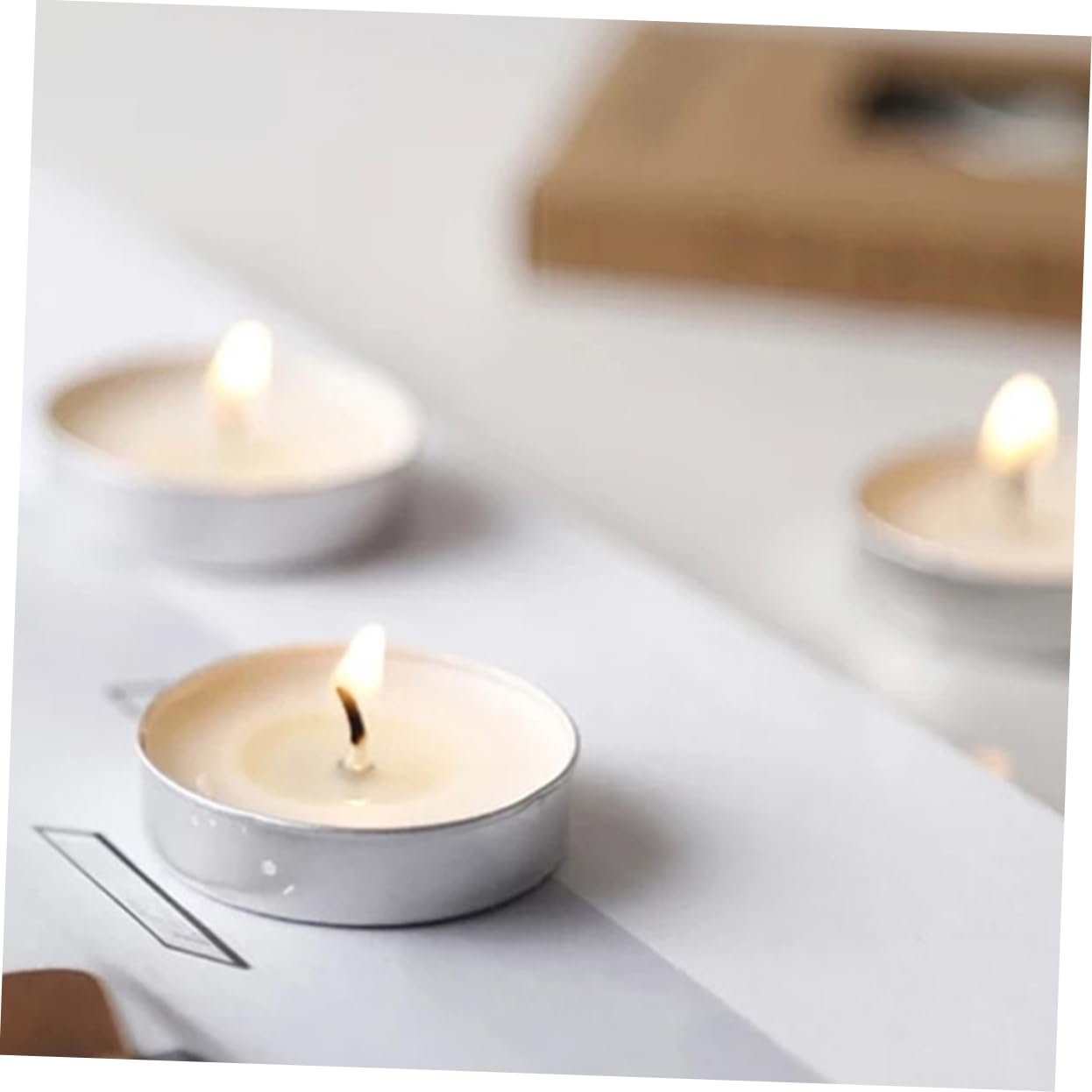 Candele Tealight Rotonde 100 Pezzi in Paraffina, Bianco