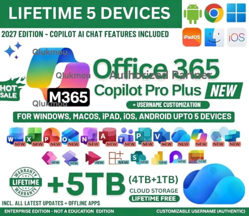 Image of OFFICESUITE 365 Professional Plus Ms 2026 Exclusive Edition Ms Copilot AI with CHAT GPT, Gemini integrated NEW 2026 Edition (5-6 Devices, Lifetime Validity) for Win, iOS, macOS, iPADOS, Android | 5TB Cloud Storage for lifetime | Online Updates & Reinstall Support