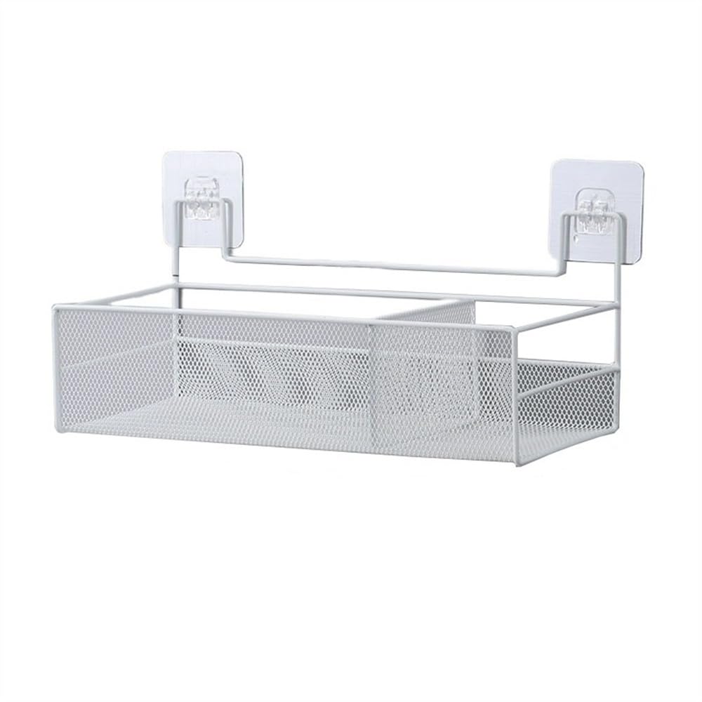 TBLOTYD Bathroom Shelves Wall Mount Bathroom Caddy With 2 Compartments No Drilling Metal Wire Bathroom Storage Organizer Basket