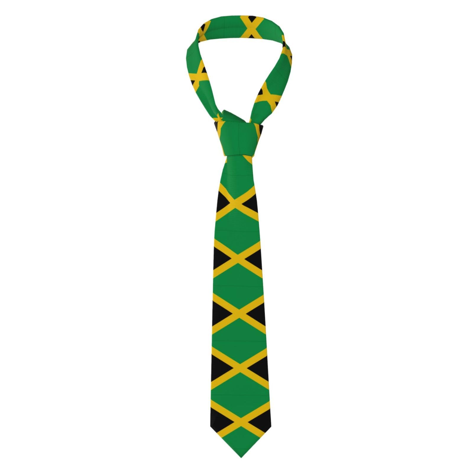 Yuangjhop Men's Black Flag Of Jamaica Necktie. Premium Quality Ties With Classic Patterns, Perfect For Business, Weddings And Formal Events.