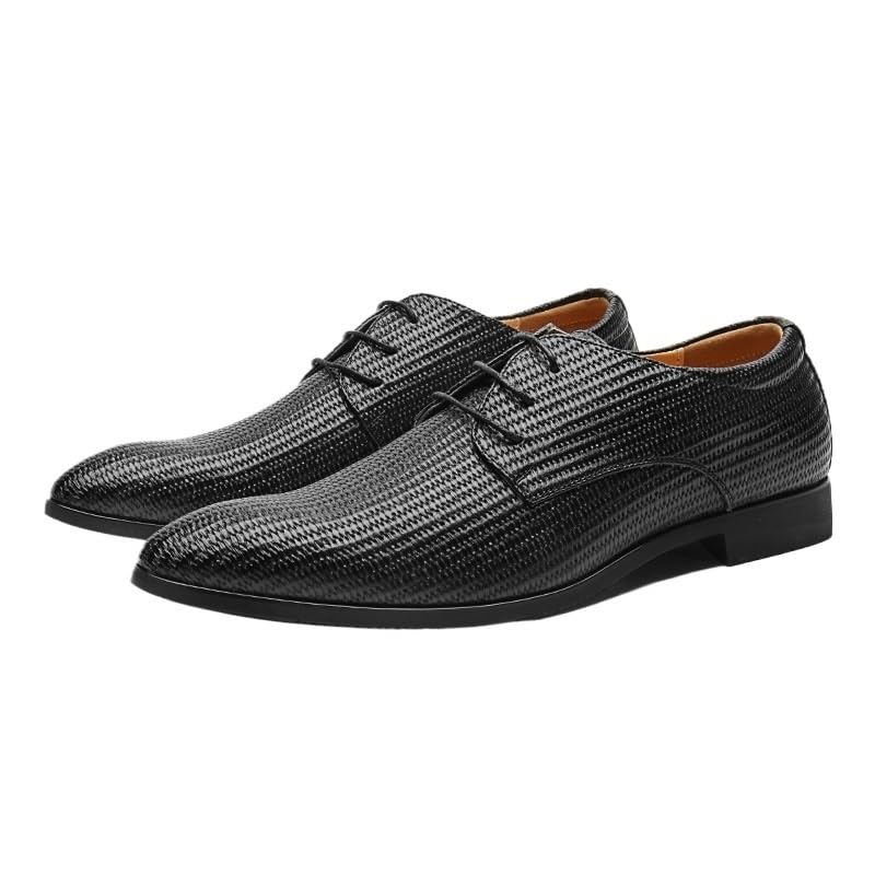 New Formal Dress Shoes for Men Casual Dress Shoes for Mens Lace Up Pointed Toe Fashion Leather Shoes Block Heel Anti-Slip Resistant Non Slip Party