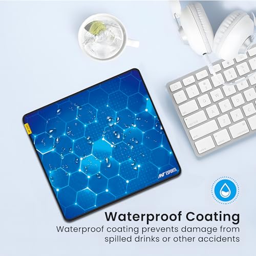 Image of Ant Esports Hexa Mouse Pad 260X210X3mm Anti-fray Stitching, Waterproof Surface & Non-Slip Rubber Base Stitched Edges Gaming Mouse Mat for Laptop, Compatible with Laser and Optical Mice - Blue Hexagon
