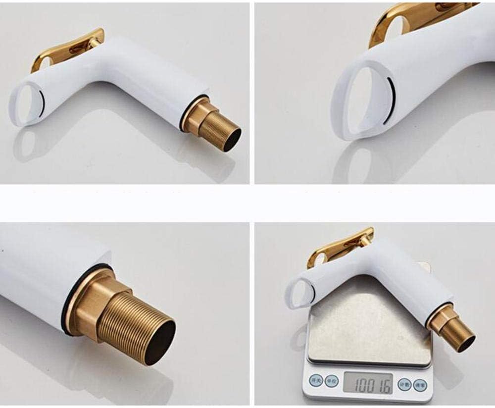 Basin Mixer tap Waterfall Bathroom Sink taps Hot and Cold Brass Faucet Single Handle washbasin Faucet-Pink(White)