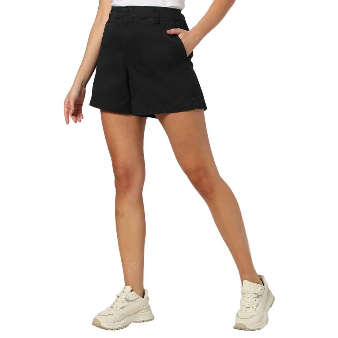 Women Slim Fit Shorts, Black, 8-image-7