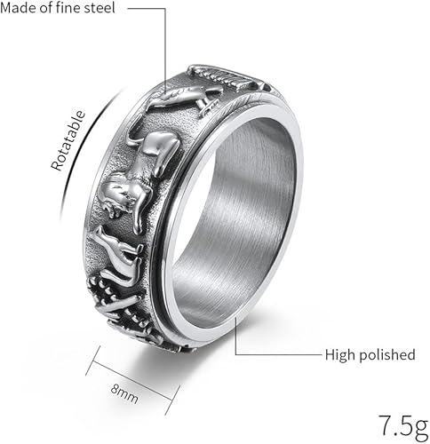 Miniatura 3 de nylry Anillos para ansiedad, anillo de acero inoxidable, anillo de ojo de Horus, anillos de Anubis negroplataoro, anillo giratorio para la ansiedad,