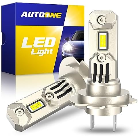 AUTOONE Upgraded H7 Bulb, 400% Ultra Brightness 6000K White 1:1 Halogen Size with Turbofan, Canbus Ready, Plug and Play, Pack of 2 Cover