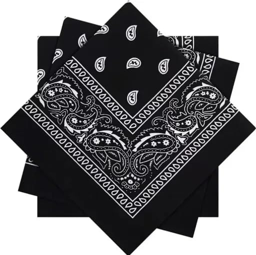 oxcarts Cotton Printed Bandanas Pattern Scarf/Rumal for Men & Women Cowboy Handkerchief - Black (Pack of 3), For Unisex-picture-46