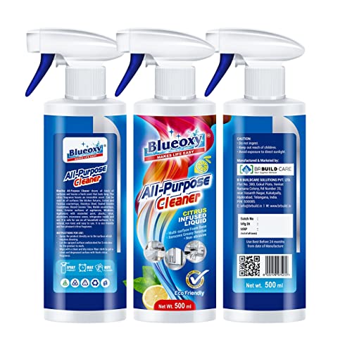 Image of BLUEOXY All Purpose Cleaner Liquid Spray |Multi Surface Cleaner |All Surface Cleaner for Kitchen Surface & Appliances Tiles Plastic Marble Granite |Non-Abrasive| Ecological Formulation | 500ml | QTY 1