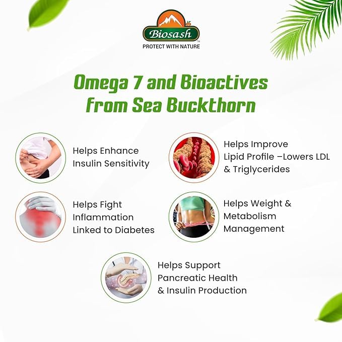 Image of Biosash Seabuckthorn Diabo Juice 250ml | Herbal Supplement with Omega 3 6 7 9 | Blood Sugar & Metabolism Support | Energy & Immunity Booster | Organic Seabuckthorn Juice for Daily Wellness
